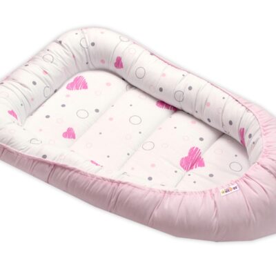 Obojstranné hniezdočko bavlna, I love Girl Baby Nellys, 55 x 75 cm, ružová/biela