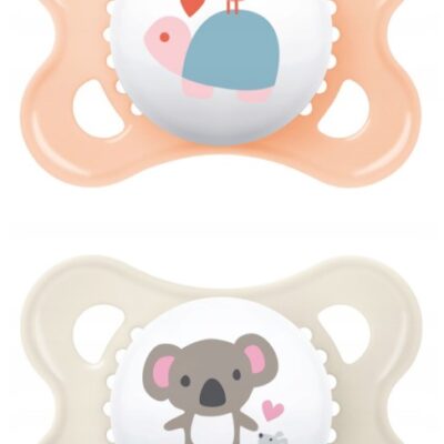 Ortodontický silikónový cumlík MAM, Original Girl 2-6 m, smotanová/marhuľová, 2 ks
