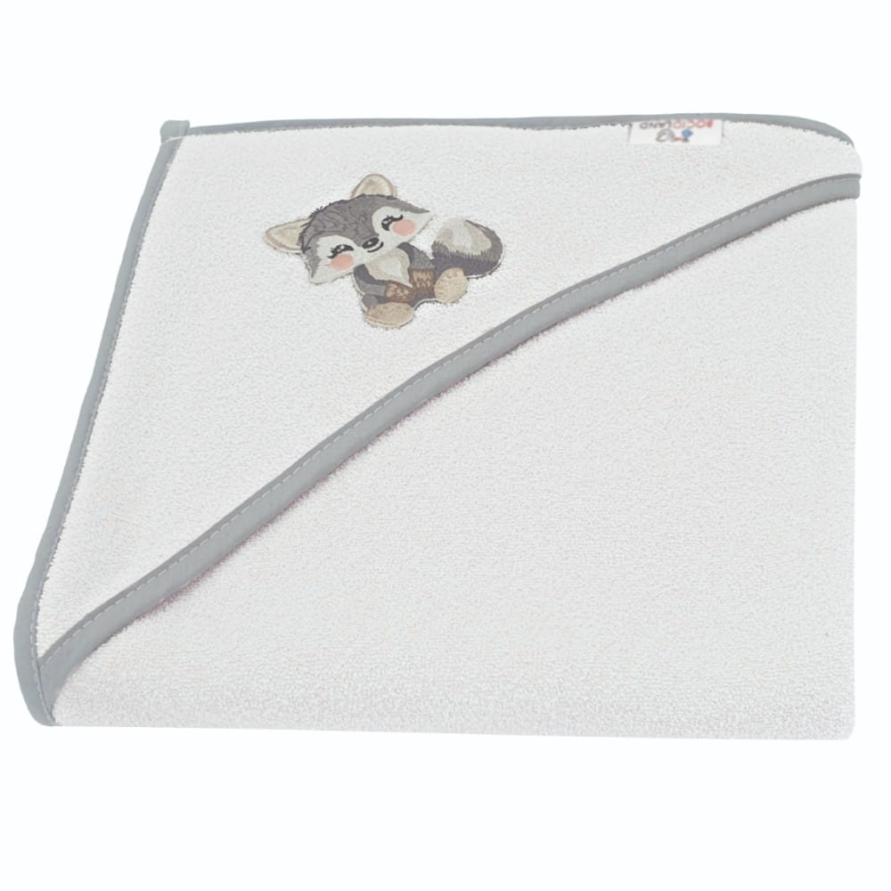 Osuška s kapucňou a uškami Vlček, 80x80 cm - šedý