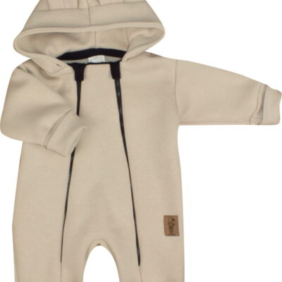 Oteplený detský overálek so šľapkami a kapucňou, Kazum, béžový, veľ. 68