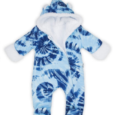 Oteplený dojčenský overal/kombinéza s kapucňou, Frosty, modrá/biela, veľ. 74