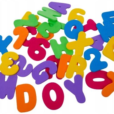 Penové hračky do kúpeľa, vodolepky - písmená a číslice 36 ks