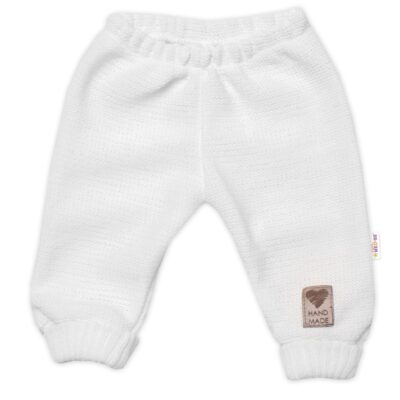 Pletené dojčenské nohavice Hand Made Baby Nellys, biele, veľ. 80/86