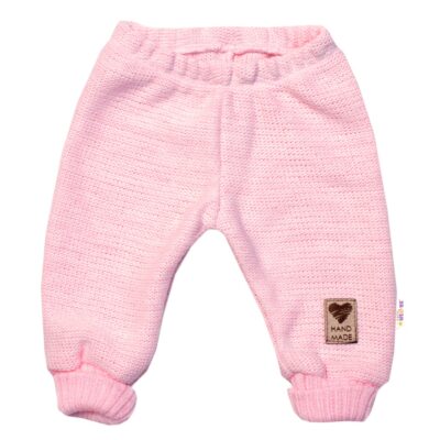 Pletené dojčenské nohavice Hand Made Baby Nellys, ružové, veľ. 68/74