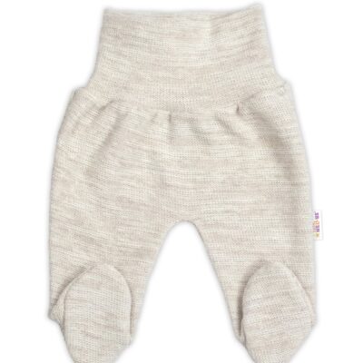 Pletené dojčenské polodupačky Hand Made, Baby Nellys, jasno béžové, veľ. 68