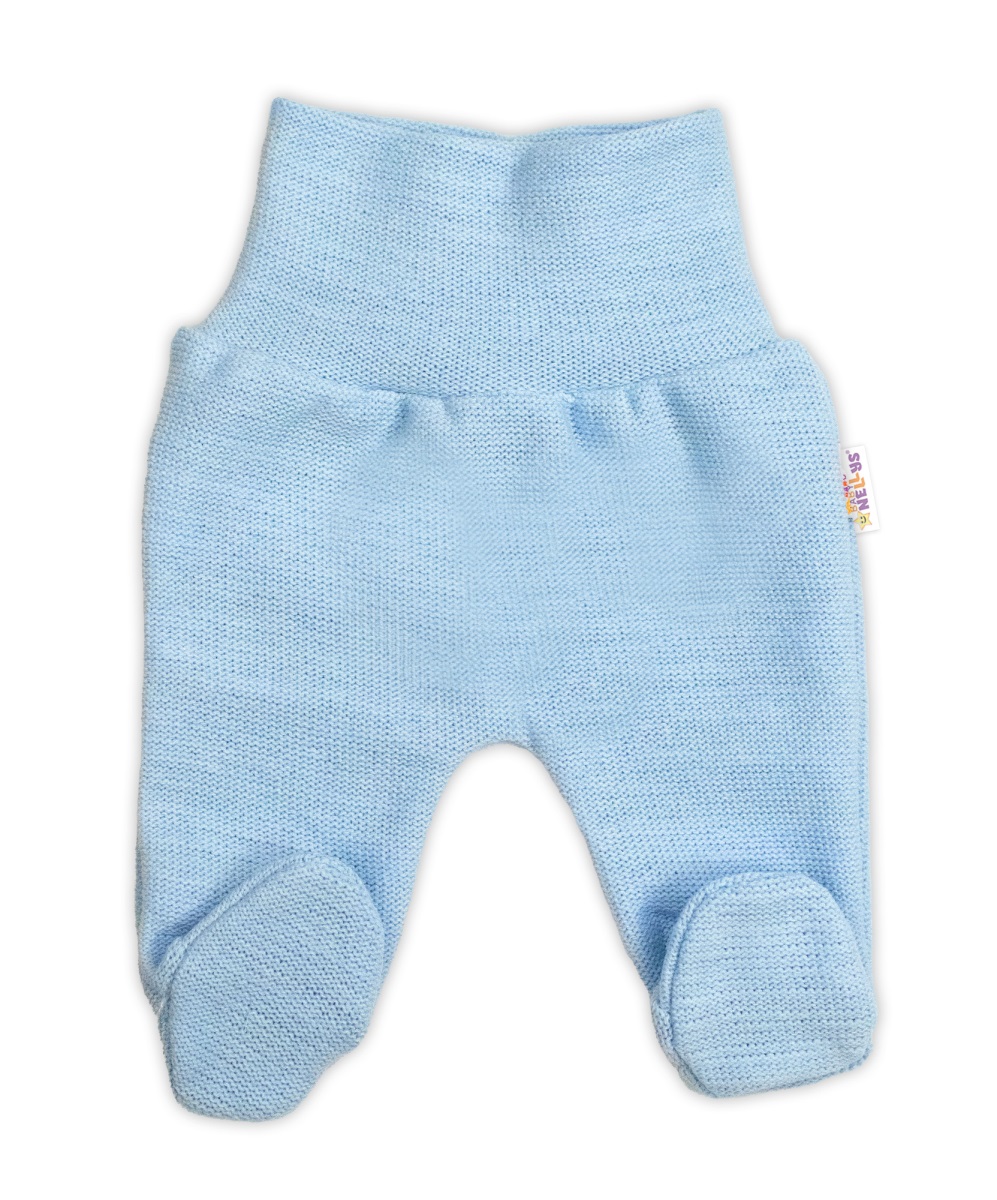 Pletené dojčenské polodupačky Hand Made, Baby Nellys, svetlo modré
