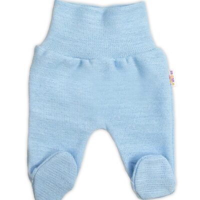 Pletené dojčenské polodupačky Hand Made, Baby Nellys, svetlo modré, veľ. 68