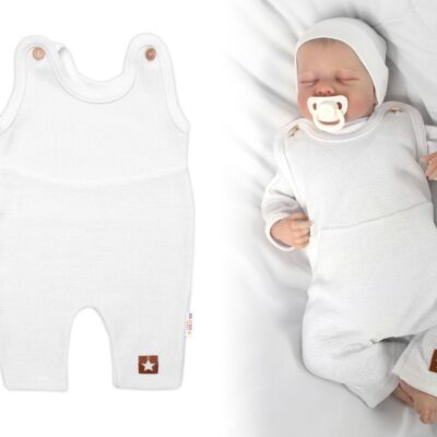 Pletené láclové nohavice Boy Star, Baby Nellys, biele, veľ. 62