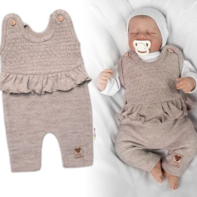 Pletené láclové nohavice Girl s volánikom, Baby Nellys, béžové