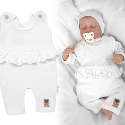 Pletené láclové nohavice Girl s volánikom, Baby Nellys, biele, veľ. 74