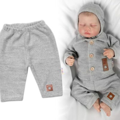 Pletené nohavice Hand Made Boy, Baby Nellys, sivé