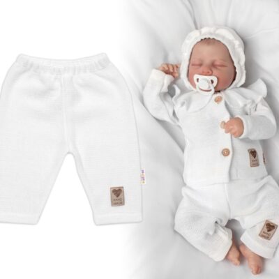 Pletené nohavice Hand Made Girl, Baby Nellys, biele, veľ. 62