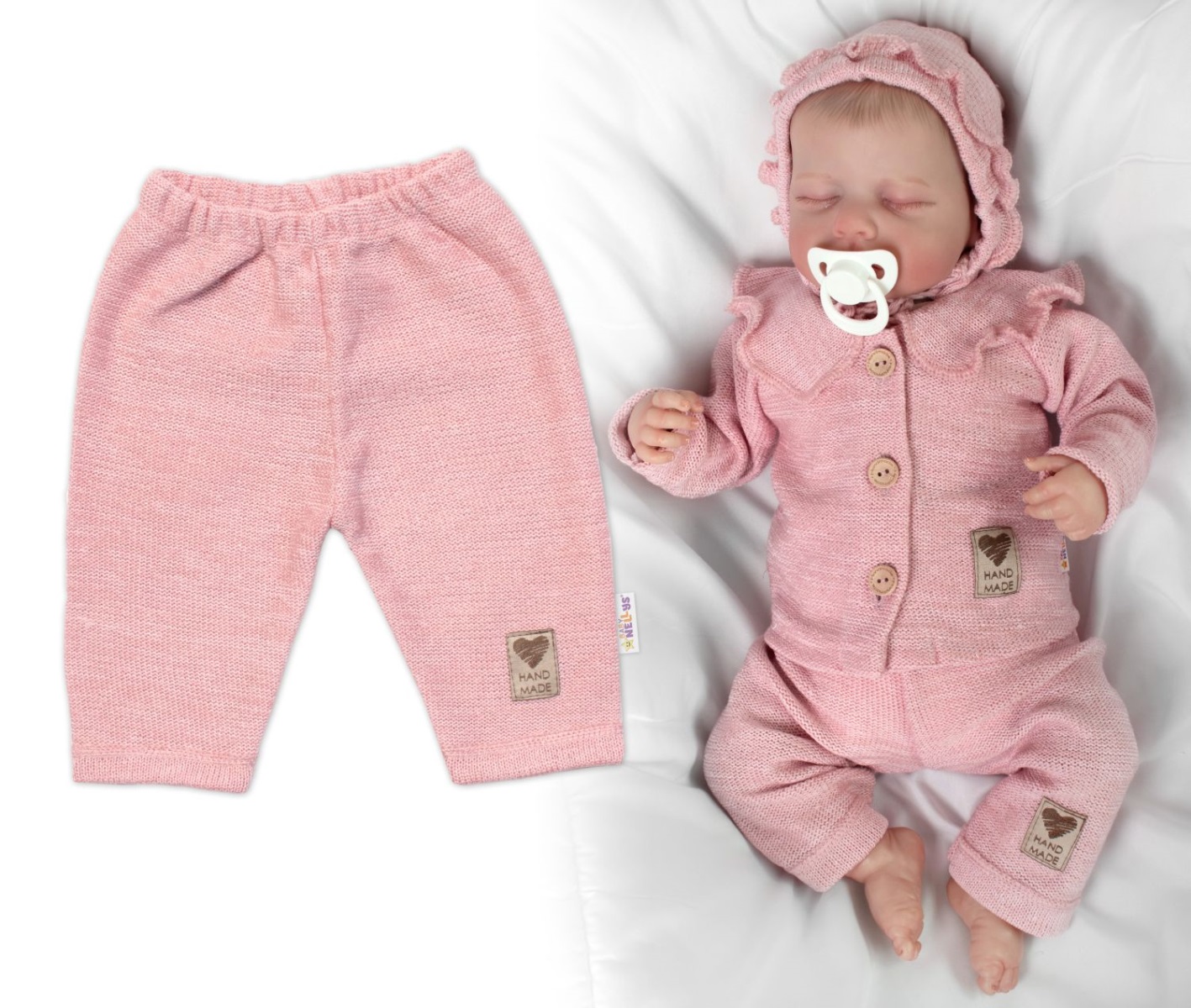 Pletené nohavice Hand Made Girl, Baby Nellys, ružové, veľ. 68