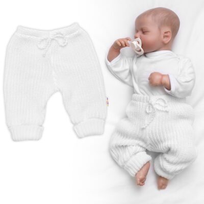 Pletené nohavice Made with Love, biele, veľ. 68/74