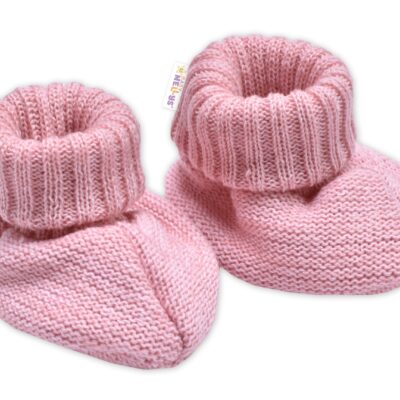 Pletené topánočky / capáčky STAR Hand Made Baby Nellys, púdrovo ružová