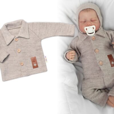 Pletený svetrík s gombíkmi Boy, Baby Nellys, béžový, veľ. 68