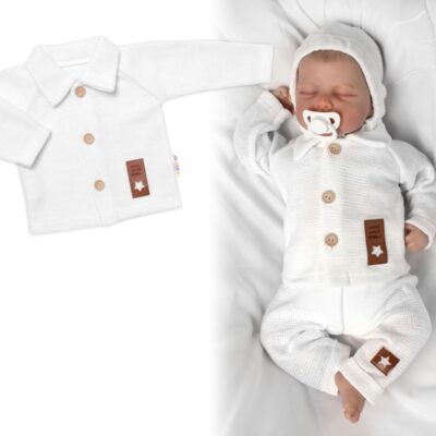 Pletený svetrík s gombíkmi Boy, Baby Nellys, biely, veľ. 74