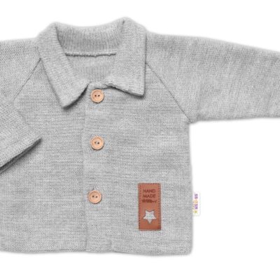 Pletený svetrík s gombíkmi Boy, Baby Nellys, sivý, veľ. 74