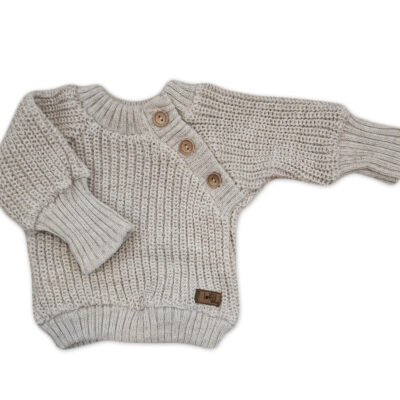 Pletený svetrík s gombíkmi Lovely, predĺžené náplety, sv. šedý, 80/86