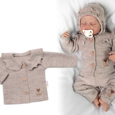 Pletený svetrík s volánikom Girl, Baby Nellys, béžový, veľ. 68