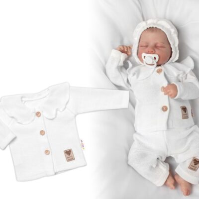 Pletený svetrík s volánikom Girl, Baby Nellys, biely, veľ. 74