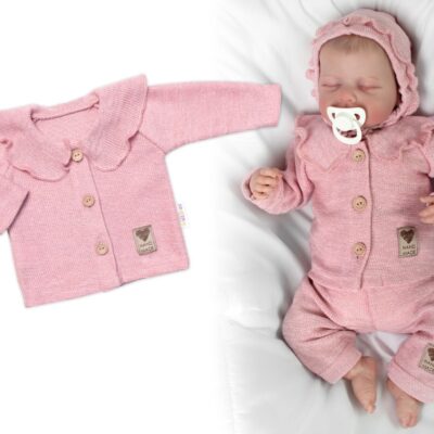 Pletený svetrík s volánikom Girl, Baby Nellys, púdrovo ružová, veľ. 74