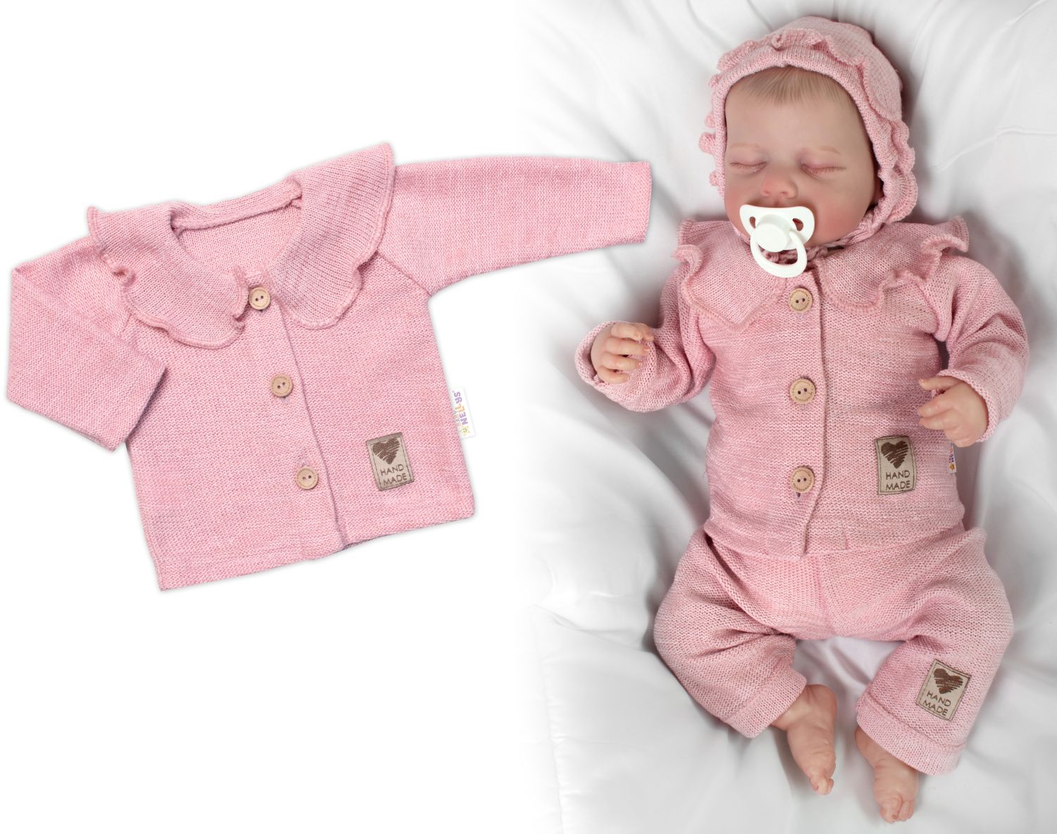 Pletený svetrík s volánikom Girl, Baby Nellys, púdrovo ružová