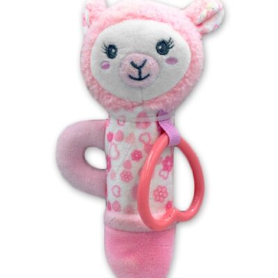 Plyšová hračka s hrkálkou Lama 17cm (ružová)