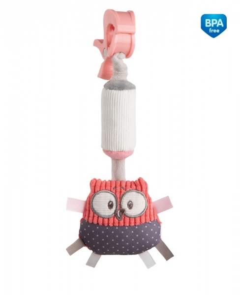 Canpol Babies: Plyšová sova s rolničkou (korálová)