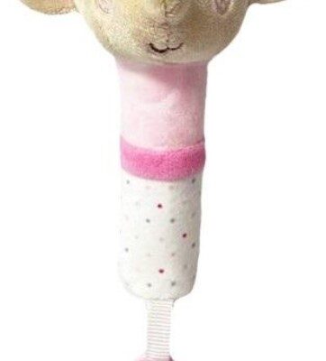 Tulilo: Plyšová hračka Myška s pískatkom/hryzátkom (ružová/béžová)