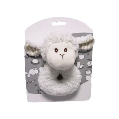 Plyšová hrkálka Ovečka - smotanovo biela