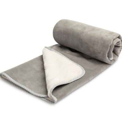 Plyšová obojstranná deka 80x100 cm, šedá/krémová