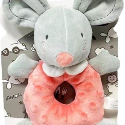 Plyšová hrkálka Minky Myška (broskyňová)