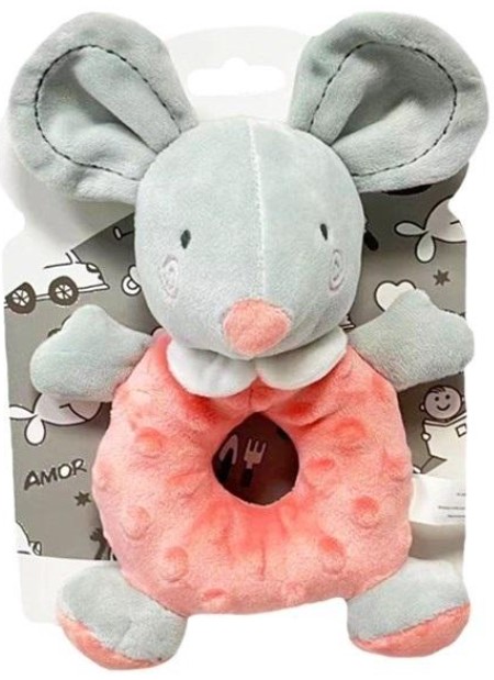 Plyšová hrkálka Minky Myška (broskyňová)