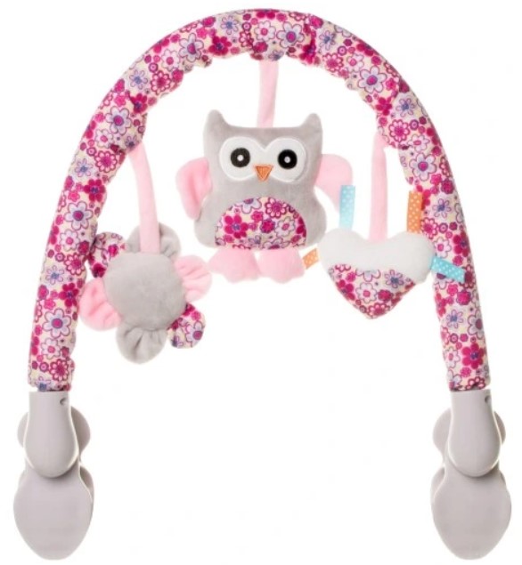 Plyšový oblúk s hračkami Sova (ružová)