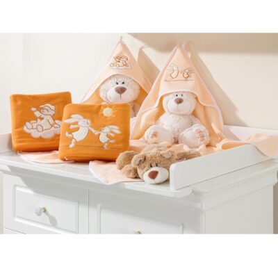 Polárová dečka s vyšívkou 80 x 95 cm, Zajačikovia - oranžová