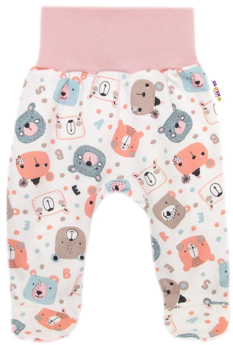 Polodupačky, bavlna Space Bear, Baby Nellys - pastel pudrová, veľ. 68