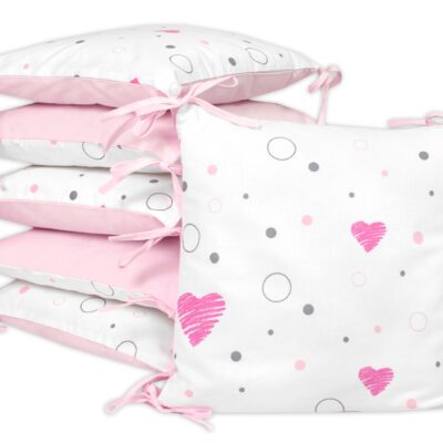 Polštářkový mantinel 6D, bavlna, I love Girl Baby Nellys, ružová/bílá