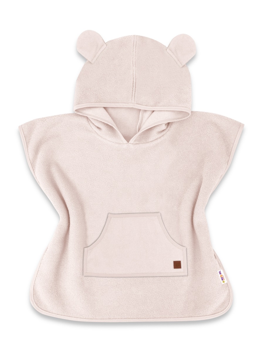 Pončo, župan s kapucňou pre deti Macko, Baby Nellys, pudrový, veľ. 98/104