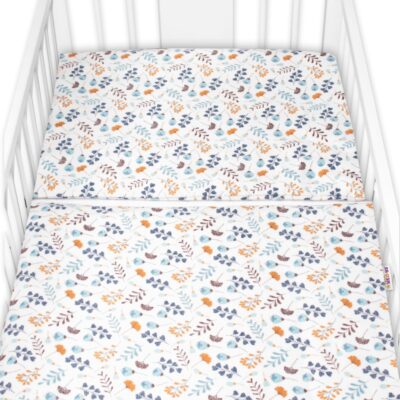 Povlečení do postýlky, 2D sada flanel - Louka, Baby Nellys, modrá/bílá, 135x100 cm