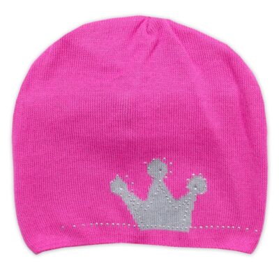 Prechodová dvojvrstvová čiapka Korunka s kamienkami, malinová, 42-52 cm