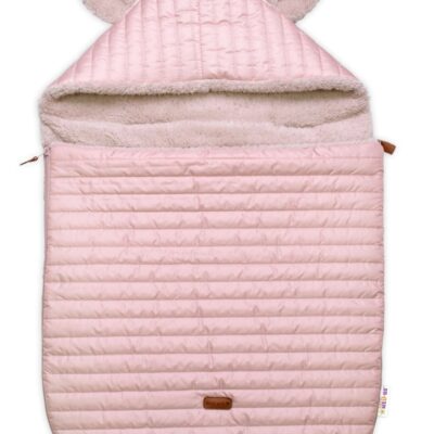 Prešívaný fusák 2v1 s kapucňou a luna podšívkou Made with Love, pudrovo ružový