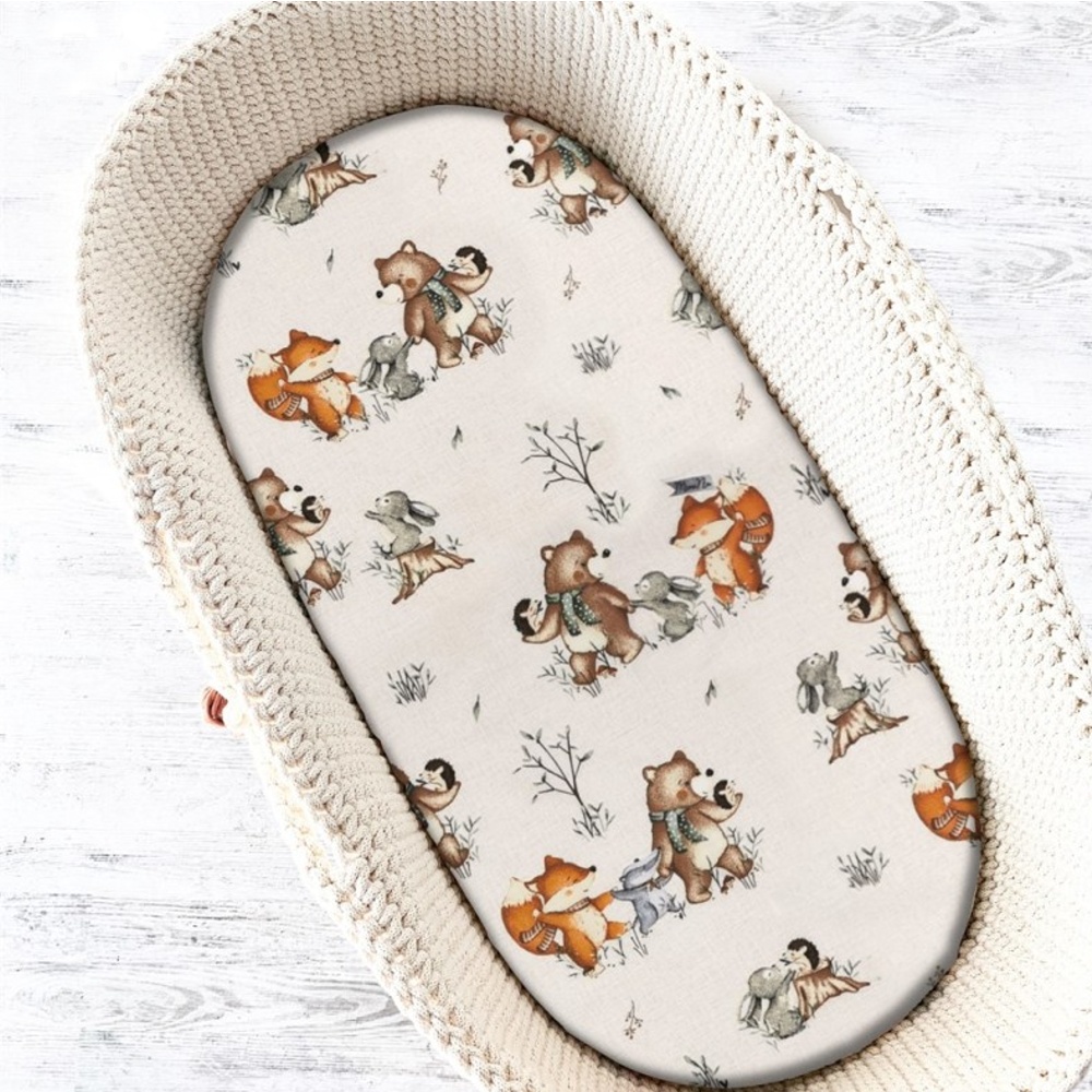 Prestieradlo do kočíka, koša, bavlna, Friends time - latte