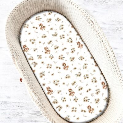 Prestieradlo do kočíka, koša, bavlna, Kačički - biela béžová