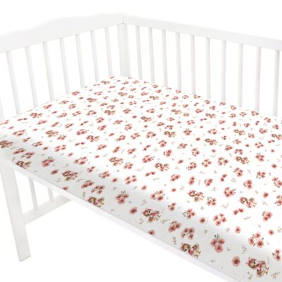 Prestieradlo do postieľky 120x60cm, bavlna, Kačičky - biela, púdrovo ružová