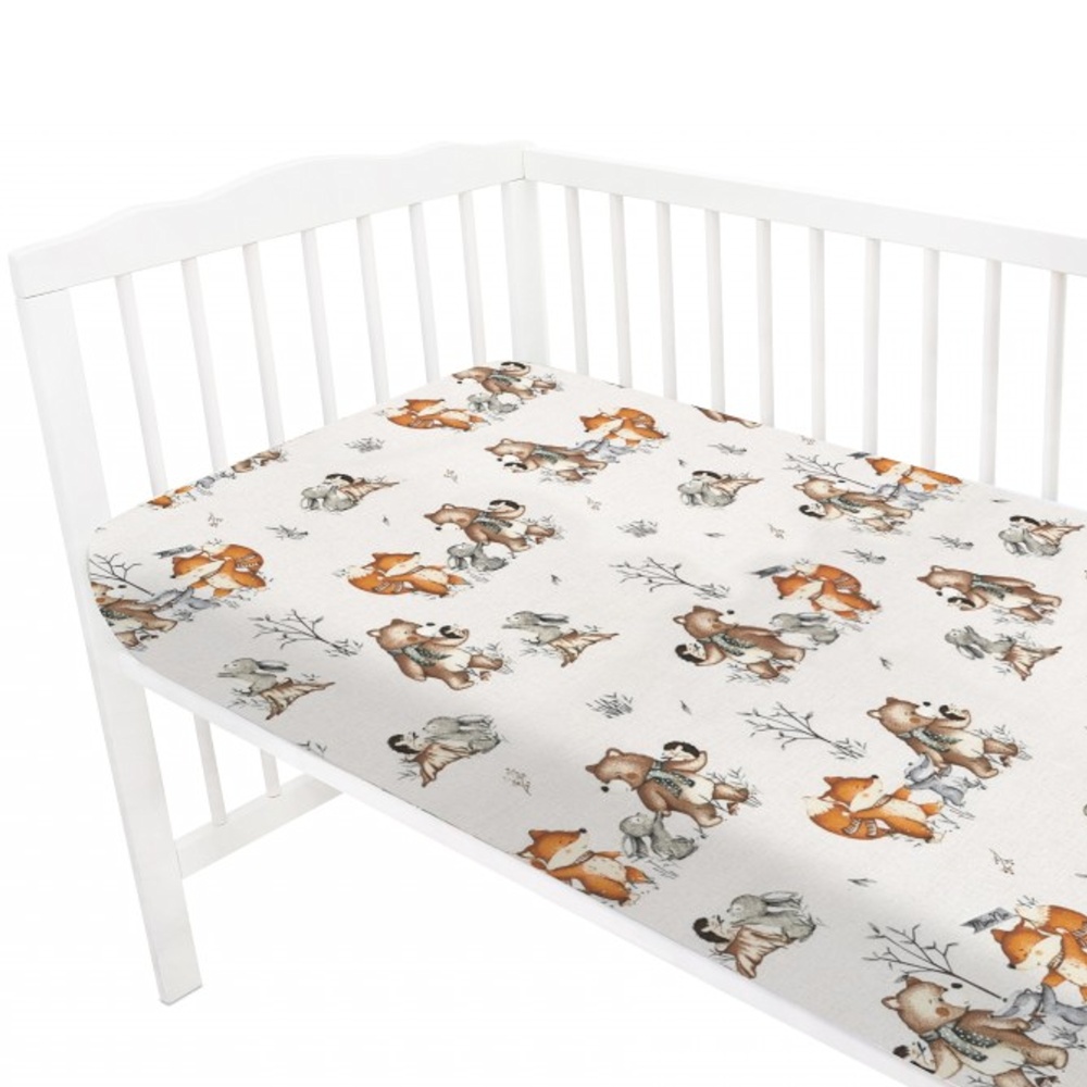 Prestieradlo do postieľky 140x70cm, bavlna, Friends time - latte