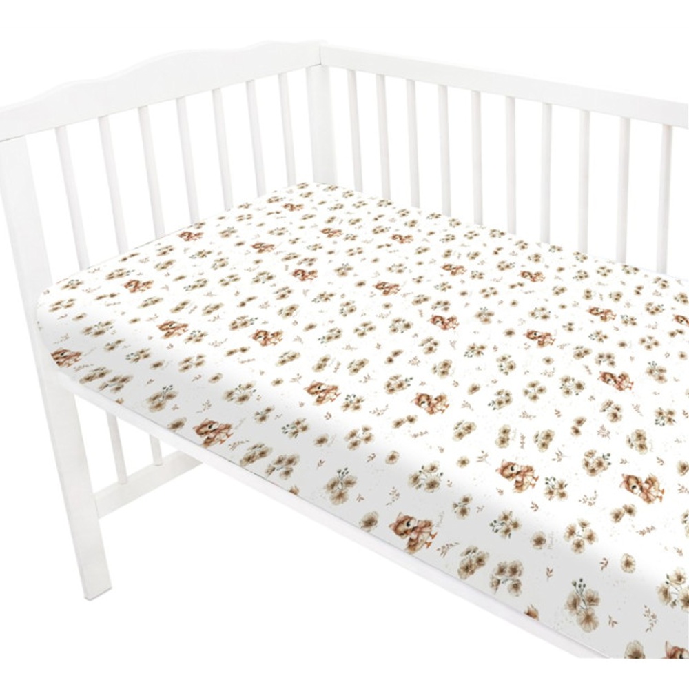 Prestieradlo do postieľky 140x70cm, bavlna, Kačičky - biela, béžová
