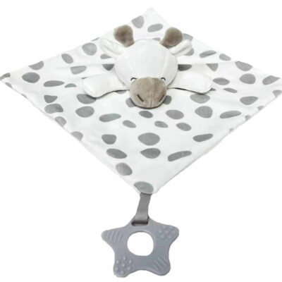 Prítulníček, maznáčik s hryzátkom Žirafka - šedá, biela