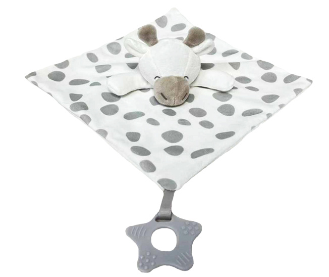 Prítulníček, maznáčik s hryzátkom Žirafka - šedá, biela