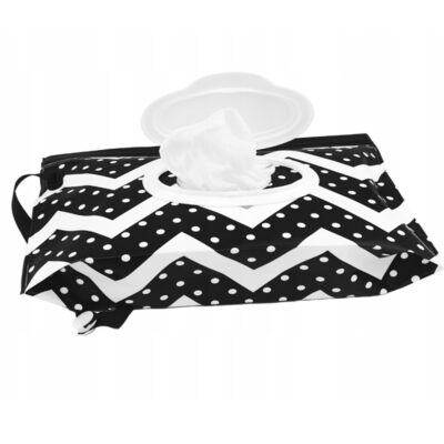 Puzdro/obal na vlhčené obrúsky, Zig Zag - čierna, biela
